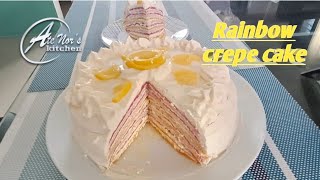 No bake, no oven cake |rainbow crepe cake recipe @AteNorsKitchen