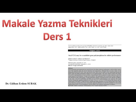 Makale Yazma Teknikleri - 1. Ders