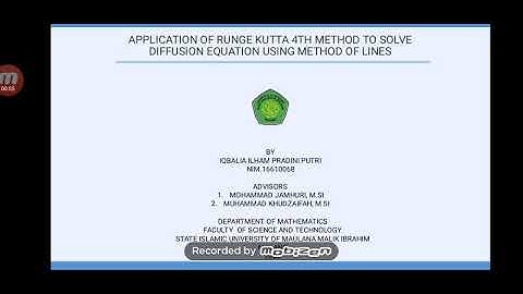 APPLICATION OF RUNGE KUTTA 4TH METHOD TO SOLVE DIFFUSION EQUATION USING METHOD OF LINES