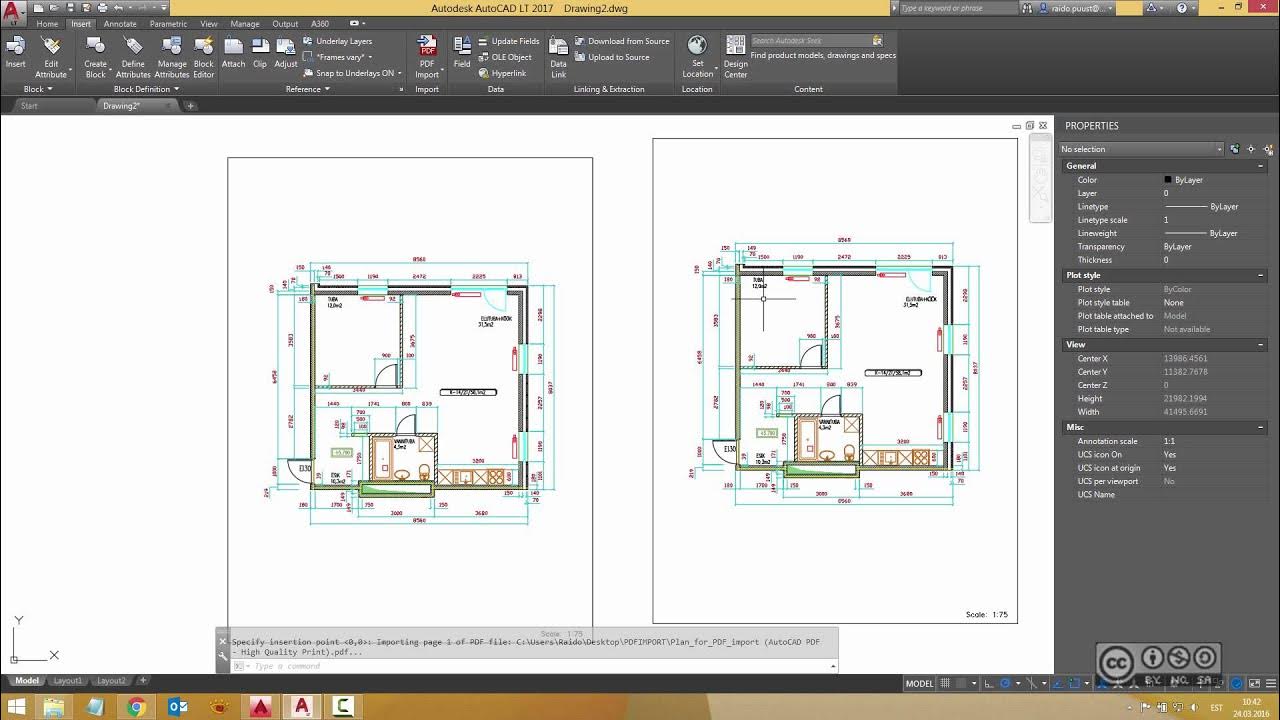 Импорт чертежа в автокад AutoCAD LT 2017 - PDF Import (about PDF quality) - YouTube