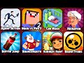 Subway Surf, Brawl Stars, Agent Action, Noob vs Pro 2, Car Wash, Akinator, Bottle Jump 3D