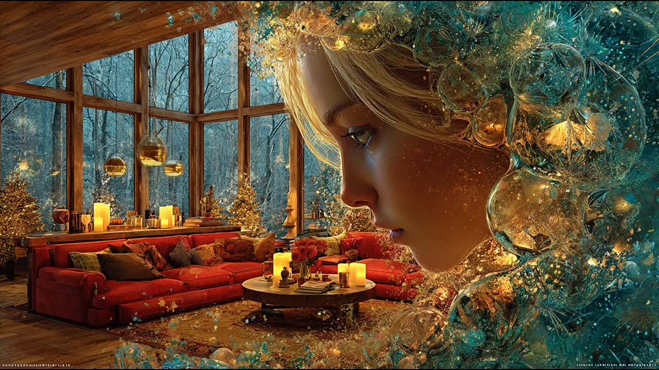 Relaxing Christmas Piano Music 🎶 Fireplace Warmth 🔥 Soft Snow ❄️ Cozy Night