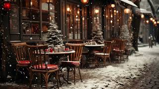 Sweet Christmas Jazz Music with Snow Falling at Night ☕ Christmas Coffee Shop Ambience & Night Jazz