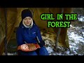 Winter camping - Tarp shelter | Steak cooking | Bushcraft trip