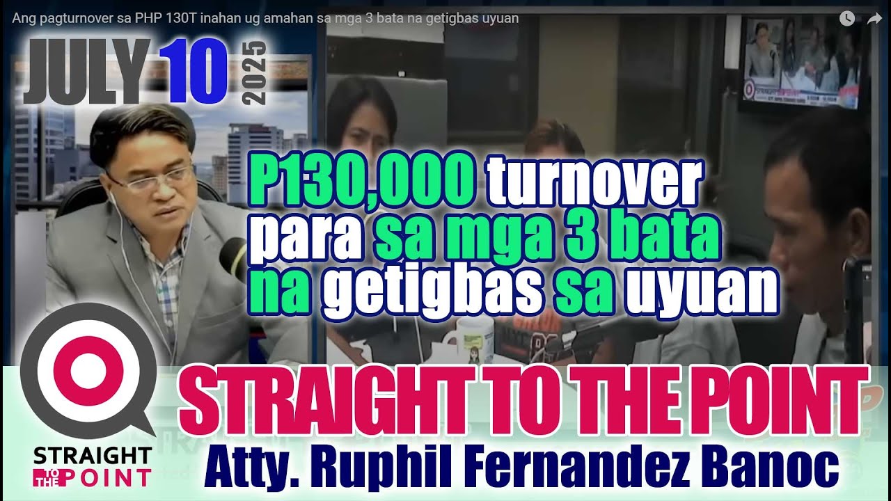 Ang pagturnover sa PHP 130T para sa inahan  ug amahan sa mga 3 bata na getigbas uyuan