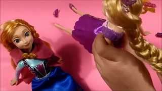 Rapunzel Doll Hair Braiding - Princess Anna Helps Her Look Gorgeous