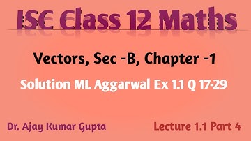 Solve ML Aggarwal Class 12 ISC Ex 1.1 Q 17-29 (Vectors) - EASY Explained!