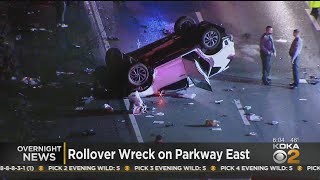 Car Rolls Over On Parkway East