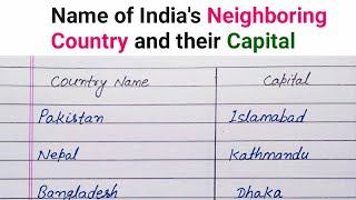 Name of India's Neighboring Country and their Capital Name. screenshot 4