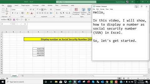 Display number as Social Security Number (SSN) in Excel