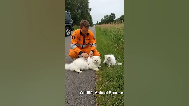 Watch the video about A kind-hearted man rescued an injured persian cat by the roadside #injured #wildlife #animals