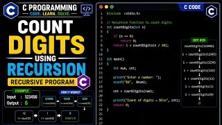 Count Digits Using Recursion in C | Recursive Program | C Language PYQ