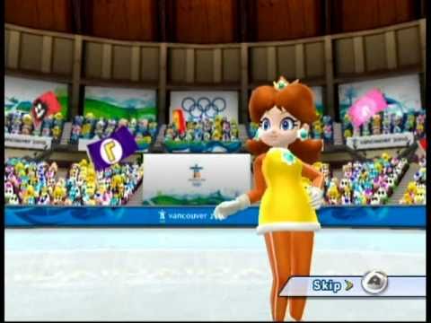 Princess Daisy figure skating in Mario & Sonic at the Olympic Winter Games