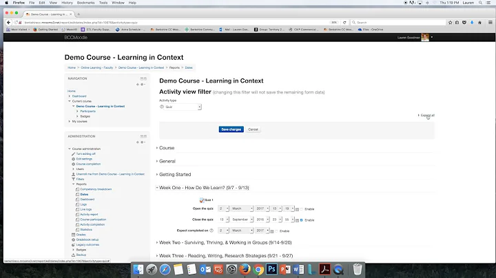 Change All Dates on One Page in Moodle