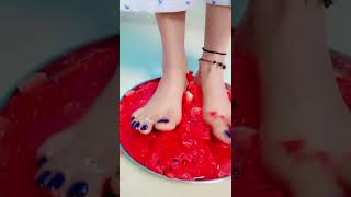Fruit Into Water Hard Work With So Soft Feet And Sweet Foot
