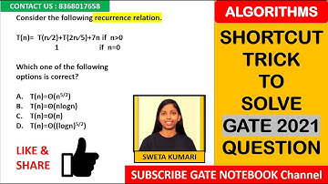 SHORTCUT Trick to Solve GATE 2021 Question on Recurrence Relation | Sweta Kumari
