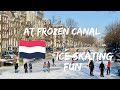 Ice skating on frozen canals in the Netherlands.👍