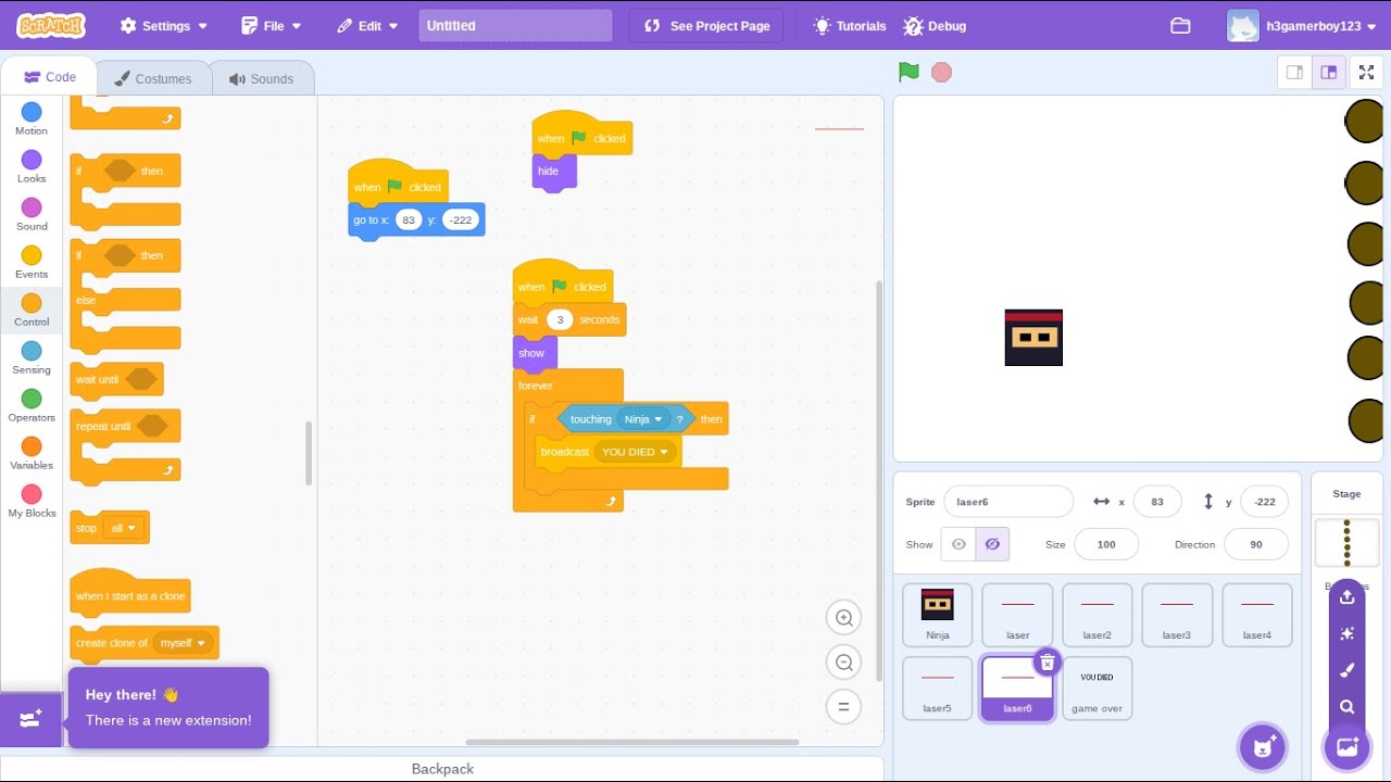 Ninja dodging game in scratch - YouTube