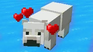 I tame a polar bear in minecraft (very cute)