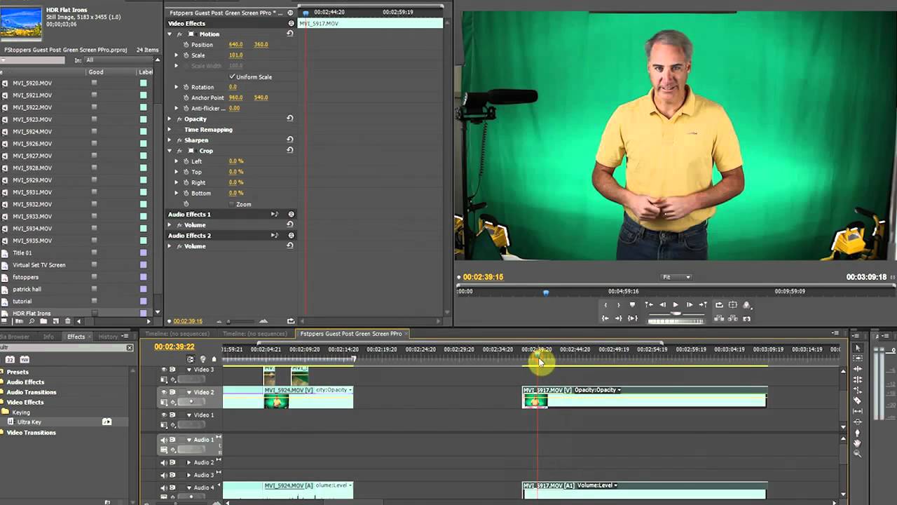 use adobe premiere with a green screen