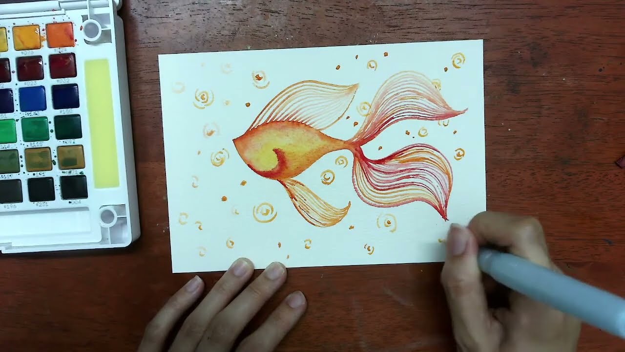 Watercolor Painting for beginners | Gold Fish Part 1 水彩画画教学