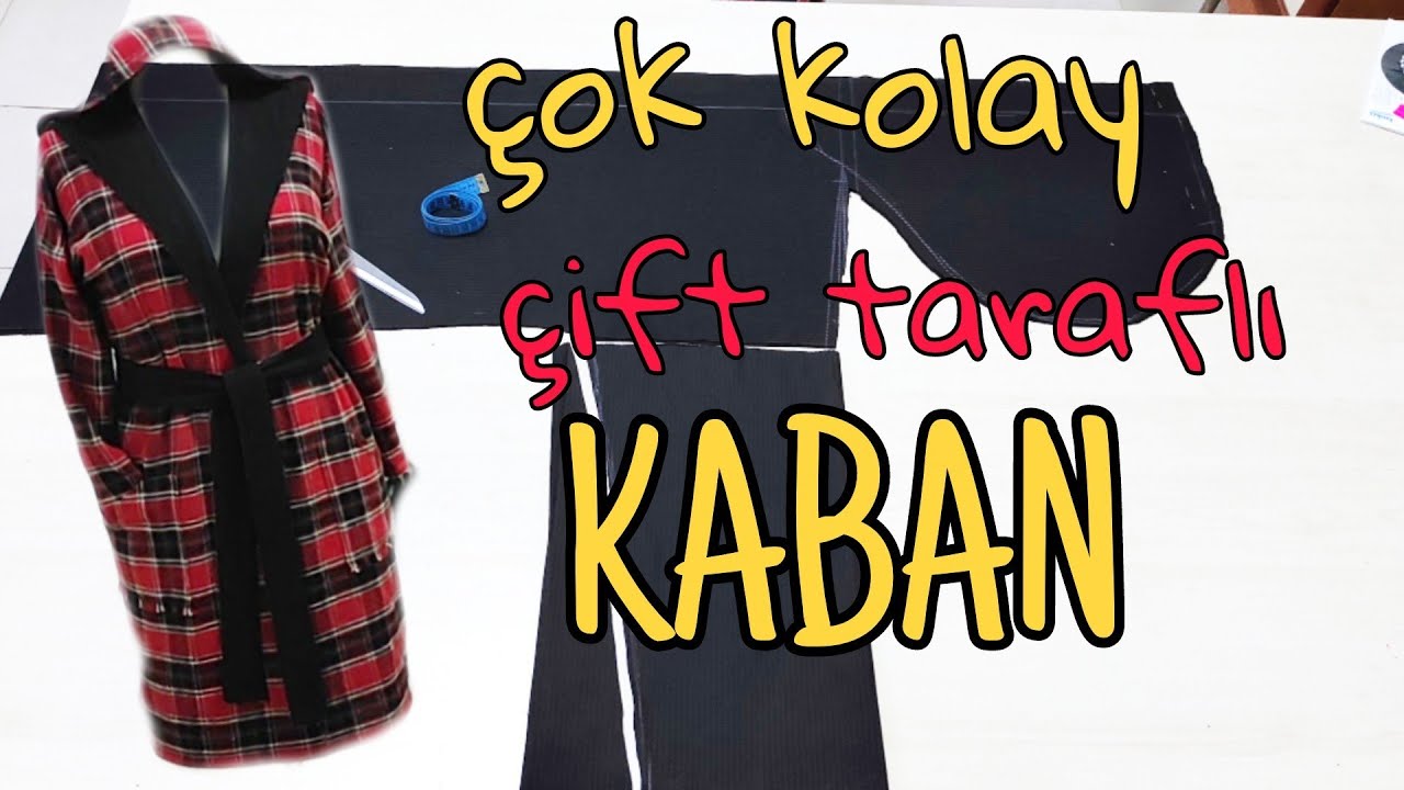 Çok kolay ÇİFT TARAFLI KABAN kesimi ve dikimi..very easy double-sided coat cutting and sewing