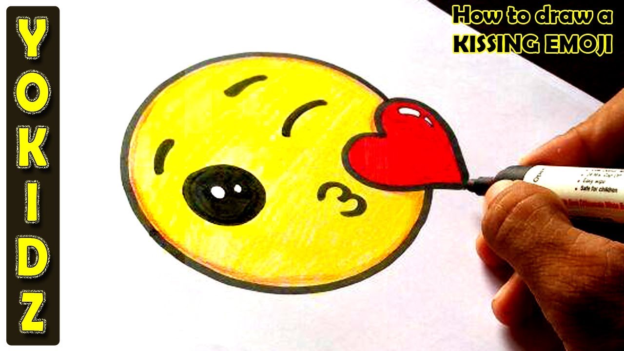 How to draw a KISSING EMOJI - YouTube