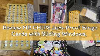 Review MR CHIPS Jam-Proof Bingo Cards with Sliding Windows, 25 Reusable Shutter Cards, 75 Calling Ca
