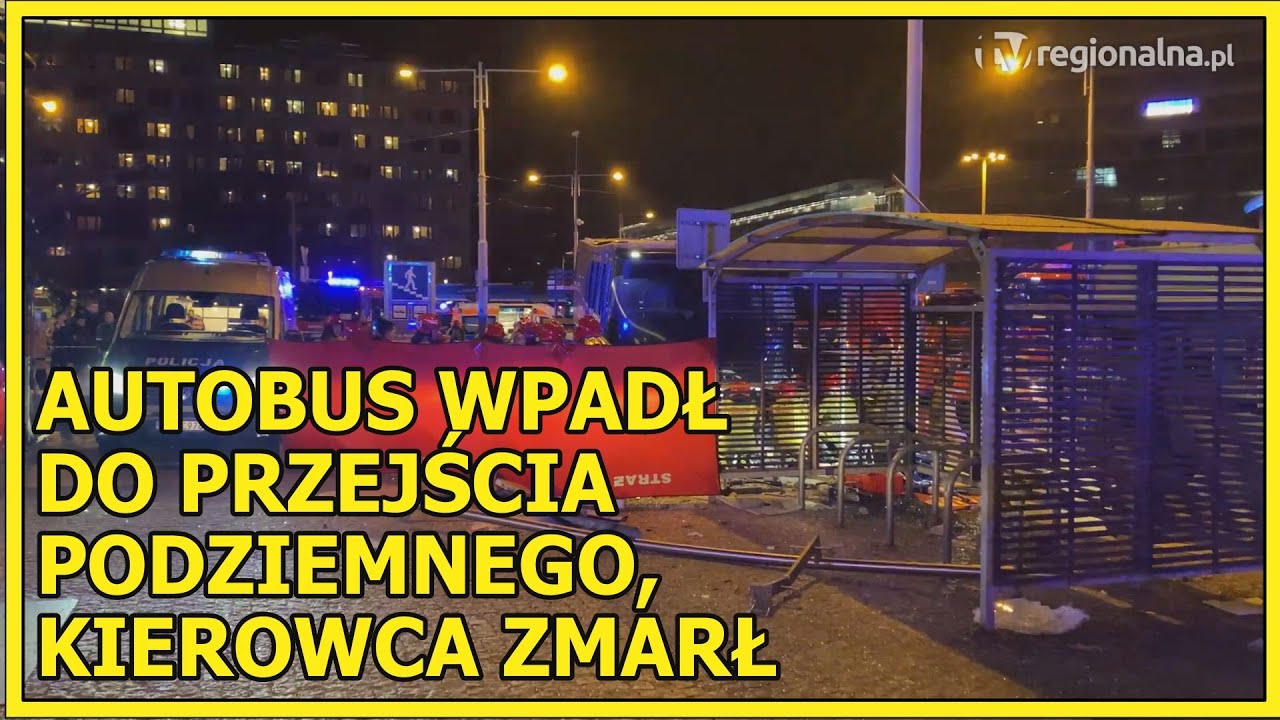 REGION. Autobus wpadł do przejścia podziemnego, kierowca zmarł
