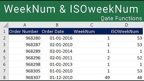 Excel WeekNum and ISOWeekNum Functions