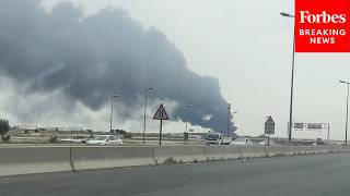 Massive Tower Of Smoke Soars Into Sky After Iranian Drone Strike Hits Fuel Tank At Kuwait Airport
