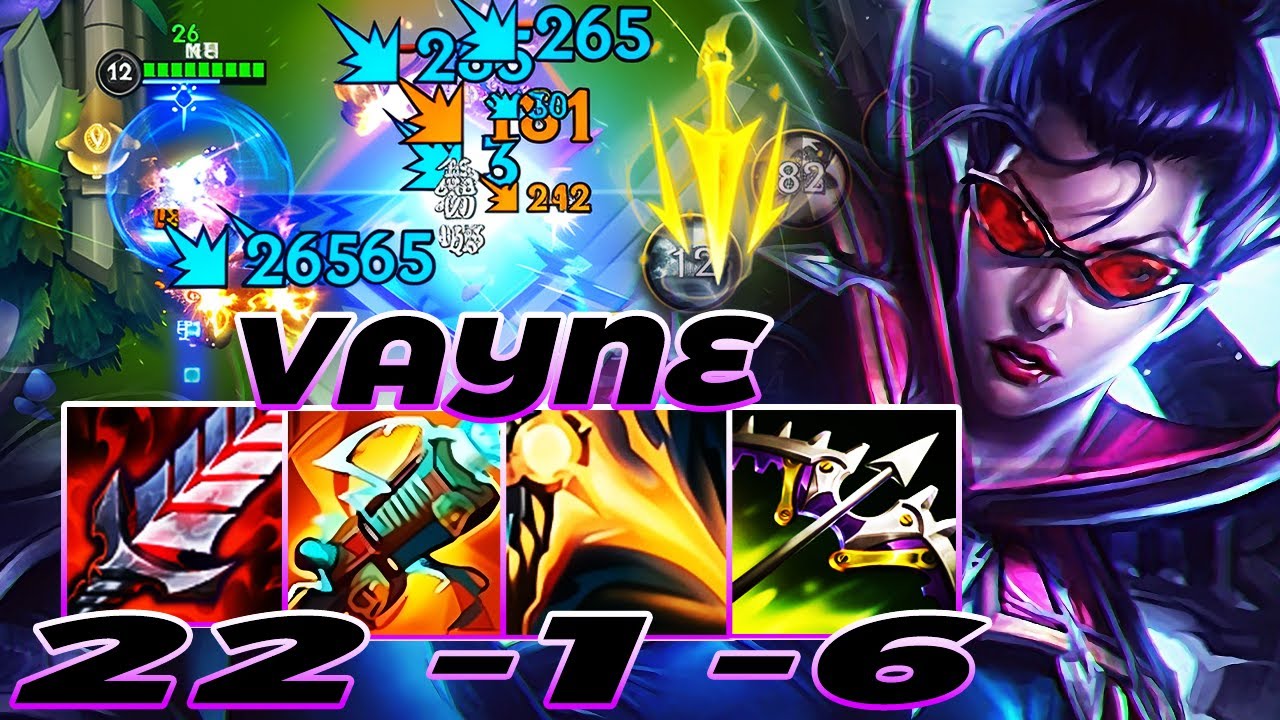 WILD RIFT VAYNE ADC GAMEPLAY | 22 -1 -6 MVP | VAYNE BUILD RUNES