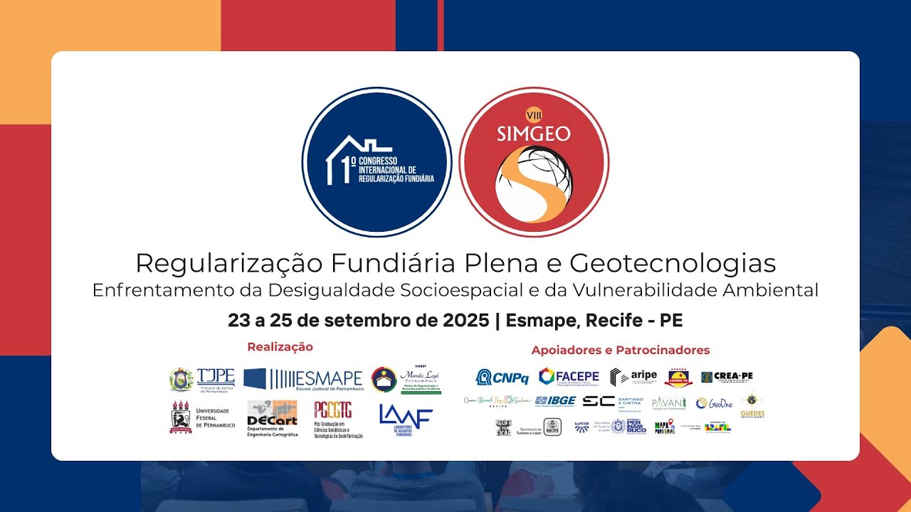 1º Congresso de Internacional de Regularização Fundiária - Auditório Des. Itamar Pereira (24/09) 8h