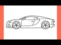 How to draw a bugatti chiron easy  drawing sports car step by step