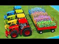 Load and transport different easter eggs with john deere tractors  farming simulator 22