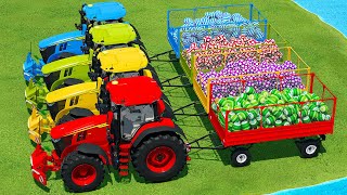 LOAD AND TRANSPORT DIFFERENT EASTER EGGS WITH JOHN DEERE TRACTORS  Farming Simulator 22