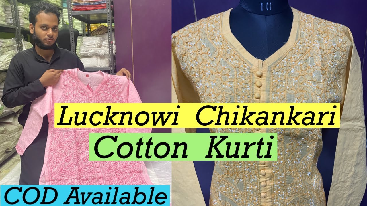 Buy Seva Chikan Hand Embroidered Blue Cotton Lucknowi Chikankari Kurti  online