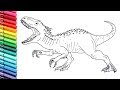 Drawing and Coloring Indominus Rex From Jurassic World - Dinosaurs Color Pages for Children
