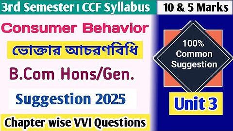 Bcom 3rd Semester CONSUMER BEHAVIOR Suggestion 2025||B.Com 2nd year CONSUMER BEHAVIOR Suggestion CU
