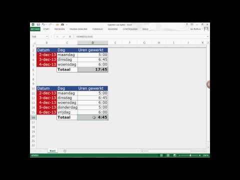 Excel || Optellen van tijden - ook meer dan 24 uur