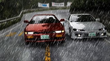 Racing Kenta In His Nissan Silvia S14 At Rainy Akagi Downhill Initial D 8 English #15