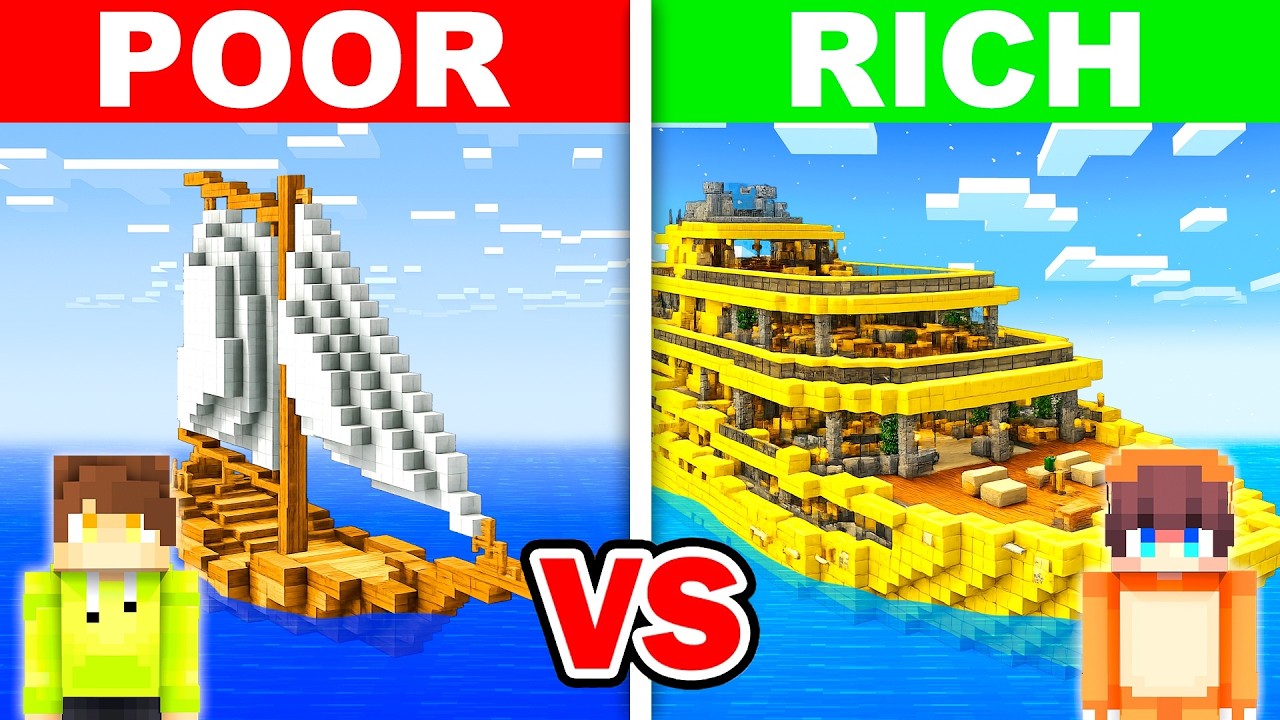 POOR vs RICH: YACHT House Battle in Minecraft