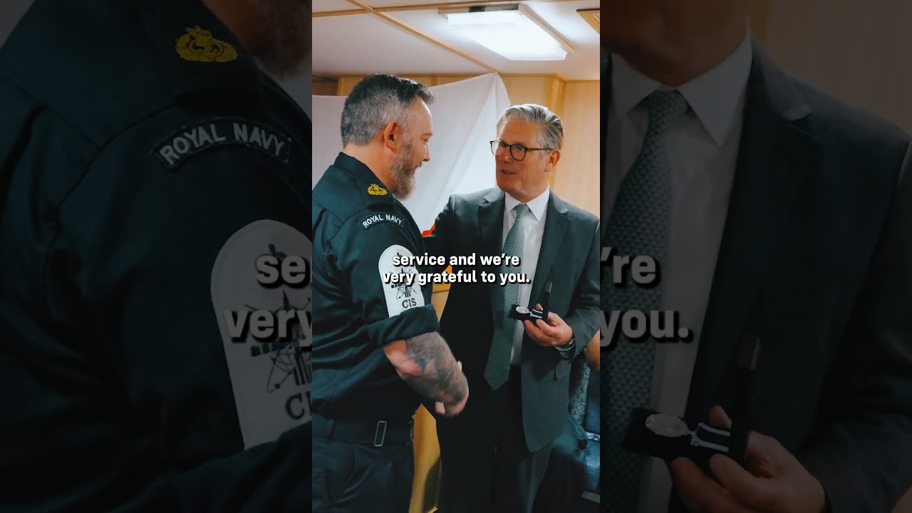 Exclusive: Keir Starmer chats to troops on HMS St Albans in Oslo