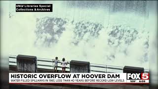 Photos show historic overflow at Hoover Dam in August 1983