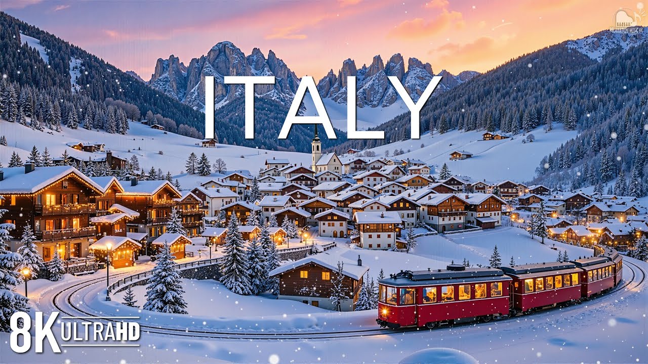 Italy Winter 8K | Snowy Alps, Quiet Villages & Timeless Italian Landscapes | Video 8K UHD