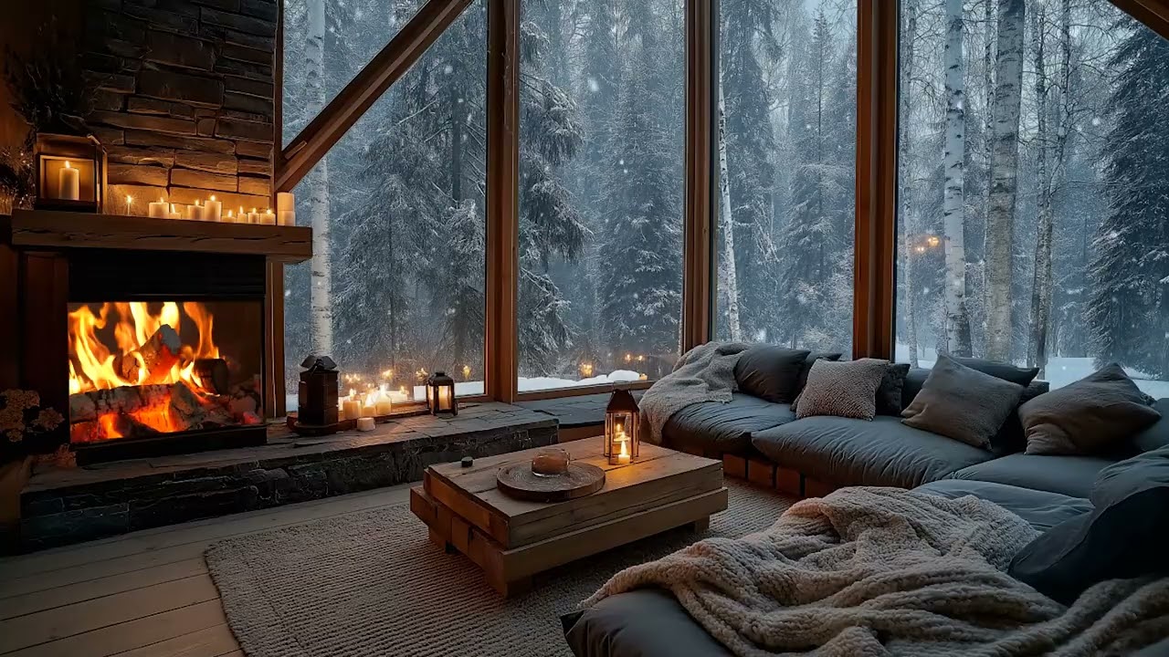 ❄️ Silent Snow Cabin Retreat | Fireplace Glow & Deep Winter Peace