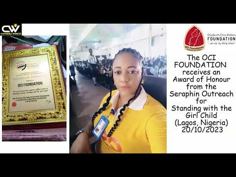 OCI FOUNDATION bags an “Award of Honour” for Standing with the Girl Child; Lagos, Nigeria (20/10/23)