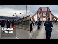 BC's Pattullo Bridge closes early after people climb up arch