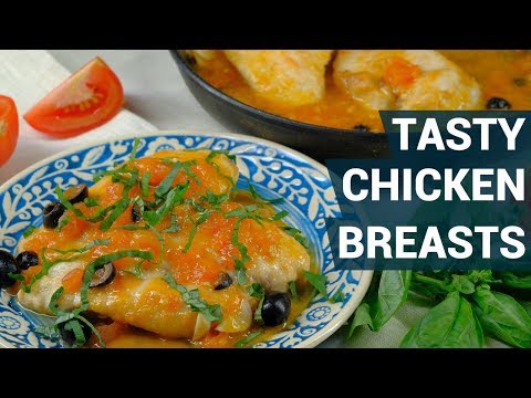 How to cook chicken breasts with tomatoes, black olives and white wine saute? | Chicken recipe