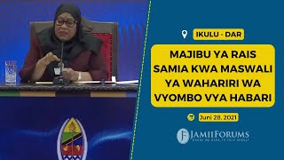 Majibu Ya Rais Samia Suluhu kwa Wahariri wa Vyombo vya Habari